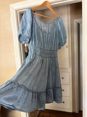 Disney Minnie Mouse Chambray Dress – Women's 2X – Puff Sleeves